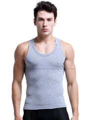 Men's round neck vest cotton body shaping fitness bottoming stretch full sleeveless sweatshirt