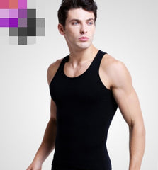 Men's round neck vest cotton body shaping fitness bottoming stretch full sleeveless sweatshirt