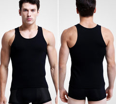 Men's round neck vest cotton body shaping fitness bottoming stretch full sleeveless sweatshirt