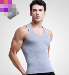 Men's round neck vest cotton body shaping fitness bottoming stretch full sleeveless sweatshirt