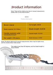 Embossed Carved Mongolian Knife For Handcraft Handle Meat Knife Tibetan Knife