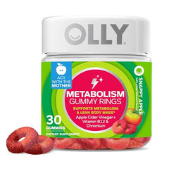 OLLY Metabolism Gummy Rings, Apple Cider Vinegar, Vitamin B12, Chromium, Energy and Digestive Health