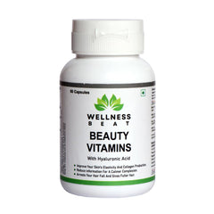 Wellness Beat Beauty Vitamins Capsules | Supplement for Glowing Skin and Stronger Hair for Men and Women (60 Capsules)