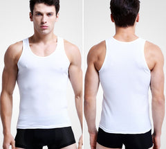Men's round neck vest cotton body shaping fitness bottoming stretch full sleeveless sweatshirt
