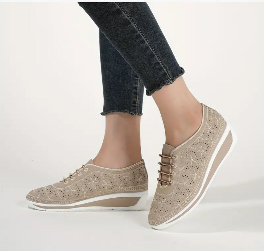 Female Wedge Hollow-out Lace-up Casual Shoes