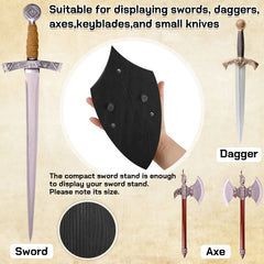 Wooden Sword Wall Mount Sword Plaque Katana Wall Mount Sword Mounts for Wall Sword Hanger for Wall Vertical Sword Wall Display Plaque with Hardware(Black Brown)
