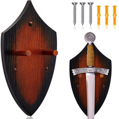 Wooden Sword Wall Mount Sword Plaque Katana Wall Mount Sword Mounts for Wall Sword Hanger for Wall Vertical Sword Wall Display Plaque with Hardware(Black Brown)