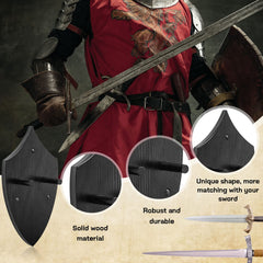 Wooden Sword Wall Mount Sword Plaque Katana Wall Mount Sword Mounts for Wall Sword Hanger for Wall Vertical Sword Wall Display Plaque with Hardware(Black Brown)
