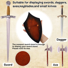 Wooden Sword Wall Mount Sword Plaque Katana Wall Mount Sword Mounts for Wall Sword Hanger for Wall Vertical Sword Wall Display Plaque with Hardware(Black Brown)