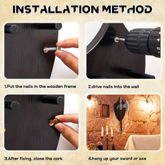Wooden Sword Wall Mount Sword Plaque Katana Wall Mount Sword Mounts for Wall Sword Hanger for Wall Vertical Sword Wall Display Plaque with Hardware(Black Brown)