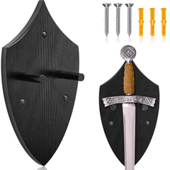 Wooden Sword Wall Mount Sword Plaque Katana Wall Mount Sword Mounts for Wall Sword Hanger for Wall Vertical Sword Wall Display Plaque with Hardware(Black Brown)