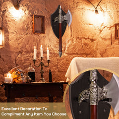 Wooden Sword Wall Mount Sword Plaque Katana Wall Mount Sword Mounts for Wall Sword Hanger for Wall Vertical Sword Wall Display Plaque with Hardware(Black Brown)