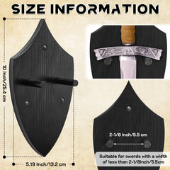 Wooden Sword Wall Mount Sword Plaque Katana Wall Mount Sword Mounts for Wall Sword Hanger for Wall Vertical Sword Wall Display Plaque with Hardware(Black Brown)