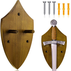 Wooden Sword Wall Mount Sword Plaque Katana Wall Mount Sword Mounts for Wall Sword Hanger for Wall Vertical Sword Wall Display Plaque with Hardware(Black Brown)