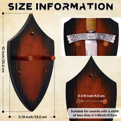 Wooden Sword Wall Mount Sword Plaque Katana Wall Mount Sword Mounts for Wall Sword Hanger for Wall Vertical Sword Wall Display Plaque with Hardware(Black Brown)