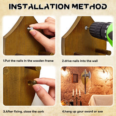 Wooden Sword Wall Mount Sword Plaque Katana Wall Mount Sword Mounts for Wall Sword Hanger for Wall Vertical Sword Wall Display Plaque with Hardware(Black Brown)
