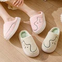 Striped Cat Slippers | Indoor Couple Non-slip Floor Bedroom Slipper | Winter Warm Plush House Shoes Women Men