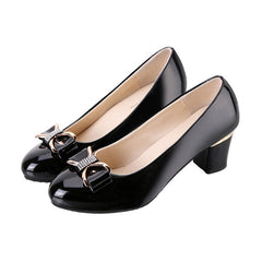 Chunky Heel Plus Size Professional Leather Shoes