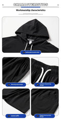 Men's Ice Silk Hooded High Street Short Sleeve T-shirt Shorts Set
