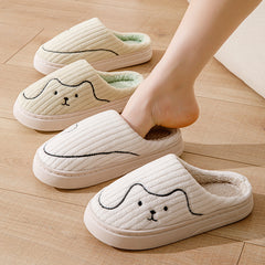 Striped Cat Slippers | Indoor Couple Non-slip Floor Bedroom Slipper | Winter Warm Plush House Shoes Women Men